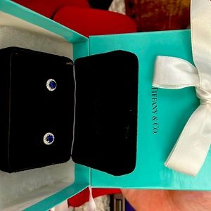 Tiffany Soleste Sapphire and Diamond Platinum Earrings